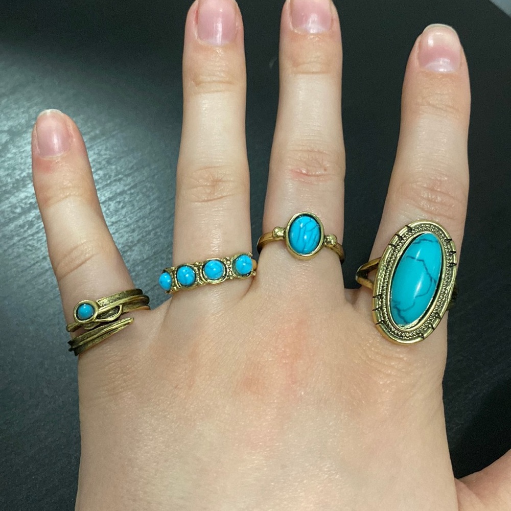 Turquoise with brass rings